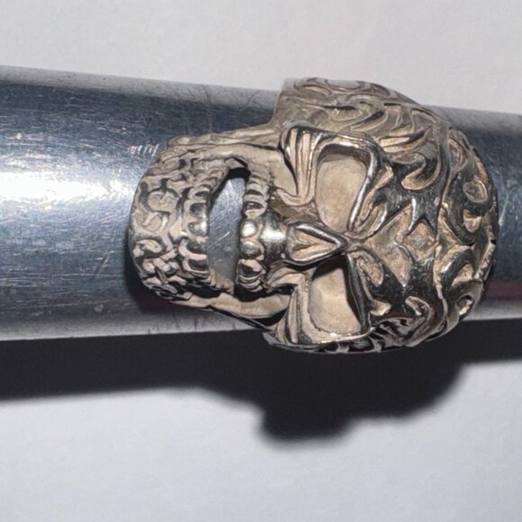Sterling Silver Flame Skull Ring, Size 12 - Picture 15 of 15